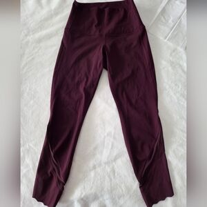 Lululemon Maroon Cropped Leggings Mesh Detail